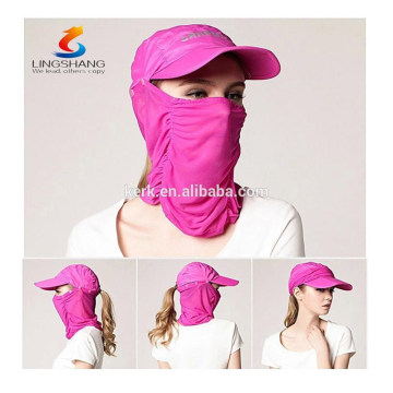 Outdoor Quick Drying Round Sun Helmet Breathable Mesh Mask Bonnie Hats Folding Cap Sunbonnet UV Protection face mask